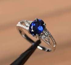 Blue Sapphire Ring September Birthstone Statement Ring Etsy Blue Sapphire Wedding Ring Blue Sapphire Rings Fancy Rings