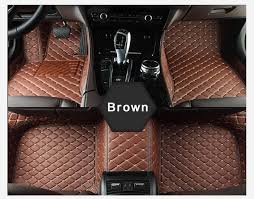 Luxury Diamond Stitched Floor Mats Brown Jaguar Full Set Tapiceria Autos Asientos De Coche Interiores De Vocho