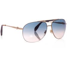 Alexander Mcqueen Matte Gold Aviator Sunglasses 2 170 Cny Found On Blue Aviator Sunglasses蓝色飞行员太阳镜 Gold Aviator Sunglasses Gold Aviators Wholesale Sunglasses