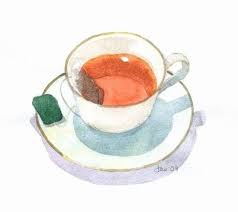 Assam Black Tea Watercolor 5x5 Print Watercolor Teacup Tea Art Watercolor Art