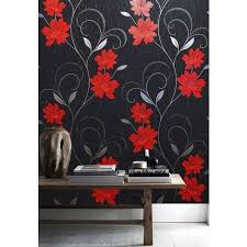Tons of awesome red texture wallpapers to download for free. Flower Wallpaper Floral Textured Glitter Effect Metallic Silver Black Grey Red