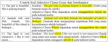 Maybe you would like to learn more about one of these? Contoh Soal Adjective Clause Essay Dan Jawabannya Khoiri Com