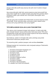 Sebenarnya, seksyen ini adalah olahan semula dari seksyen yang lama iaitu seksyen sahsiah dan. Psikometrik Test Spa