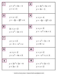 Linear Quadratic Systems Of Equations Card Match By Mabel Math Tpt