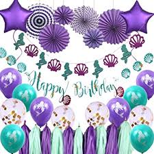 Frozen aqua teal lavender purple. Zjhai 24pcs Mermaid Party Supplies Decorations Blue Purple Birthday Decorations Mermaid Banner Paper Pom Pom Decorations Foil Curtain For Bridal Shower Toys Games Party Packs