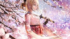 Free wallpapers 2048x1152 anime for background and screensaver. Download 2048x1152 Wallpaper Sakura Saber Katana Cherry Blossom Anime Dual Wide Widescreen 2048x1152 Hd Image Background 4991