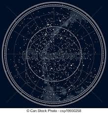 Astronomical Celestial Map Of The Northern Hemisphere Detailed Black Ink Version