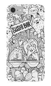 Sushi Kawaii Doodle Iphone Case By Emma Denson Kawaii Doodles Coloring Pages Mandala Iphone Case