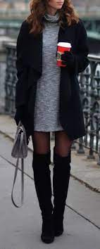 Lots Of Sweater Dresses Boots Long Coats Scarves This Season Chic Winter Outfits Casual Winter Outfits 100 Winter Outfits