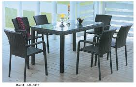 I've been on the hunt for some wicker dining room chairs! China 7 Piece Patio Wicker Dining Set Outdoor Rattan Dining Furniture Glass Table Cushioned Chair Brown China Rattan Dining Set Garden Furniture