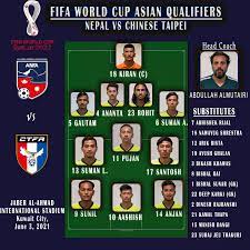 The chinese taipei national football team represents taiwan (the republic of china) in international football and is controlled by the chinese taipei football association, the governing body for football in taiwan. Fifa World Cup Qualifier Nepal To Face Chinese Taipei Tonight Khabarhub Khabarhub