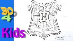 Hogwarts castle drawing for kids. How To Draw The Hogwarts Shield Logo Harry Potter Easy For Kids Youtube
