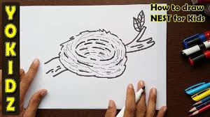 Let S Learn How To Draw A Nest For Kids This Nest Drawing Is So Easy That Even All Kids Can Draw It You Drawing Books For Kids Animal Coloring Pages Drawings