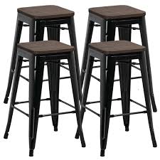 Get the best deals on white counter height chair chairs when you. Topeakmart 26 Set Of 4 Counter Heigh Bar Stools Metal Counter Stools W Wood Seat Rustic Kitchen Dining Bar Chairs Walmart Com Walmart Com