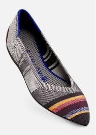 I sized up to a 10 from a 9.5 usual due to the point and wanting more support for walking. Rothy S The Point Inverse Stripe Shoes