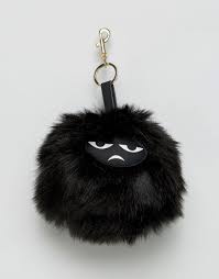 Monki Fur Pom Pom Keyring With Face At Asos Com Pom Pom Fourrure Pompons