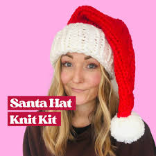 Chunky Santa Hat Knit Kit, Christmas Santa Hat Knit Kit, Beginner Friendly  Santa Hat Kit, Father Christmas Hat, Learn to Knit Kit