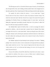 For example, if you're critiquing a research article about a new treatment for the flu, a little research about other flu treatments currently available could be helpful to you when situating the work in context. Critical Analysis Of News Articles Body Civil Union Abortion