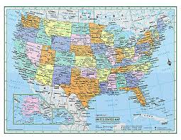 usa united states wall map color poster 22 x17 large print rolled paper ebay