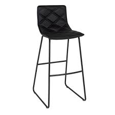 Moustache metal bar chair with round wood back and wrought iron scrol legs and back is all. Portela Bar Stool Black Dwell