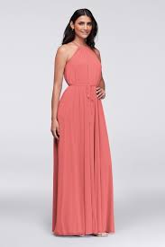 Soft Mesh Halter Bridesmaid Dress With Slim Sash Style F19533 Davids Bridal Bridesmaid Dresses Halter Bridesmaid Dress Bridesmaid Dresses