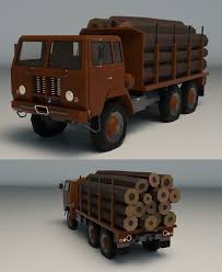 Low Poly Logging Truck 01