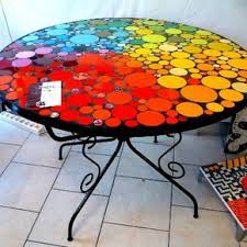 Table Palette De Couleurs Plateaux De Table En Mosaique Table Mosaique Verre En Mosaique