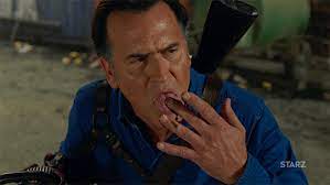 Five college students take time off to spend a peaceful vacation in a remote cabin. Bruce Campbell Starz Gif By Ash Vs Evil Dead Find Share On Giphy