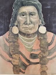 Large Vintage Signed Edwin Simpson Limited Edition Poster 34x23 Native  American