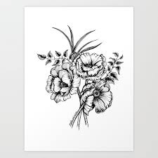 All the popular flowers are covered and dozens that are less known by the general audience, yet they exercise the same fascination on those admiring the images. Flower Bouquet In Black And White Floral Line Drawing Pen And Ink Anemone Flowers Line Art Flor Art Print By Arcflorals Society6