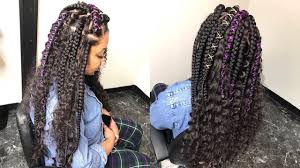 Large Free Part Shape Box Braids With Curly Hair Video Https Blackhairinformation Com Vi Braids With Curls Curly Hair Styles Naturally Box Braids Styling