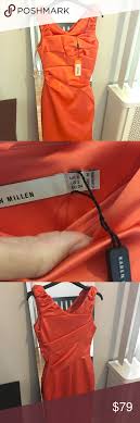 Karen Millen Coral Orange Satin Dress Dq042 Nwt Karen Millen Karen Millen Dress Satin Dresses