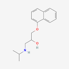 Propranolol is a propanolamine that is propan-2-ol substituted by a propan-2-ylamino group at position 1 and a naphthalen-1-yloxy group at position 3.