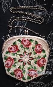 حقيبة يد كروشيه مع الخرز عمل زينيا