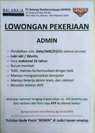 Sebanyak 5 lowongan kerja helper gudang pekanbaru riau dan yang berhubungan dengan loker helper gudang, rekrutmen helper gudang, peluang kerja helper gudang, peluang berkarir helper gudang, pekerjaan helper. Lowongan Helper Dan Admin Pt Balaraja Distribusindo Raya Wings Atmago
