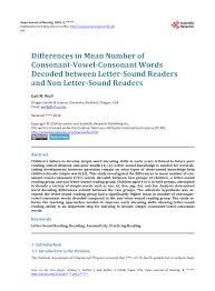 List of 417 cvc definitions. Pdf Differences In Mean Number Of Consonant Vowel Consonant Words Decoded Between Letter Sound Readers And Non Letter Sound Readers