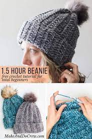 1 Hour Free Crochet Hat Pattern For Beginners Step By Step Video Tutorial Crochet Hat For Beginners Crochet Hats Free Pattern Easy Crochet Hat
