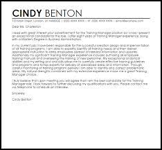 Training Manager Cover Letter Sample Cover Letter Templates Examples