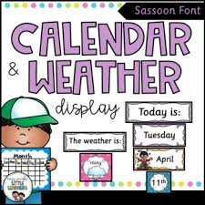 Calendar And Weather Chart Sassoon Font Polka Dot