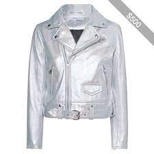 Iro Metallic Benj Silver Lamb Leather Biker Jacket Lamb Leather Jacket Embellished Jacket Metallic Jacket