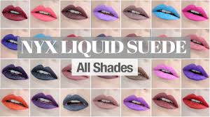 nyx liquid suede lipstick swatches all 24 shades