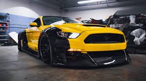 Black And Yellow Mustang Gt Happy Face Carbon Fiber Front Bumper On Yellow Ford Mustang Muscle Cars Mustang Ford Mustang
