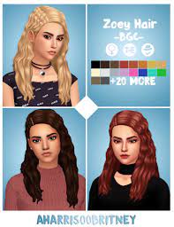 Zoey Hair By Aharris00britney Via Tumblr Female Hair Long Wavy Bgc Sims 4 Ts4 Maxis Match Mm C Sims Hair Womens Hairstyles Maxis Match Hair
