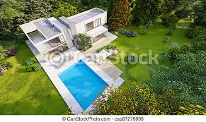 Try to keep the design uncomplicated by avoiding too many separations such as long corridors or passages. Big Contemporary Villa With Pool Aerial View 3d Rendering Of A Big Contemporary Villa With Impressive Garden And Pool Canstock