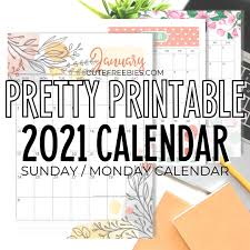 Free monthly blank calendar planner for printing. Pretty 2021 Calendar Free Printable Template Cute Freebies For You