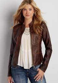 Faux Leather Scuba Jacket With Knit Sides And Quilted Stitching Maurices Maurices Outfits Faux Leather Moto Jacket Fashion