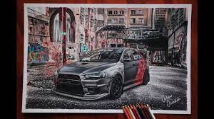 Toyota supra mk iv (1994) 1.6k. Mitsubishi Evo 10 Drawing Detailed Realistic Jdm Car Drawing Orhan Ozvatan Youtube