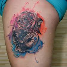 The tattoo artist cleverly added watercolor tattoo designs to this rose compass tattoo on the forearm that was fading away. 125 Directional Compass Tattoo Ideas With Meanings Wild Tattoo Art