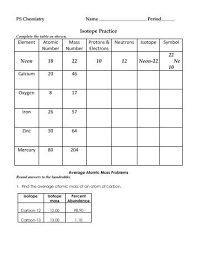 The average atomic mass of an element can be found on the periodic table, typically under the elemental symbol. 35 Atomic Mass And Atomic Number Worksheet Answers Free Worksheet Spreadsheet