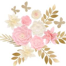 2020 popular 1 trends in home & garden, education & office supplies with decorative cardstock paper and 1. Amazon Com Ling S Moment Paper Flower Decorations Set Of 8 Flowers Several Leaf And Accessories Nursery Wall Monogram Sign Decorations Pink Cream Cardstock Peony Rose Lily Leaf Butterfly Assorted For Baby Shower Birthday
